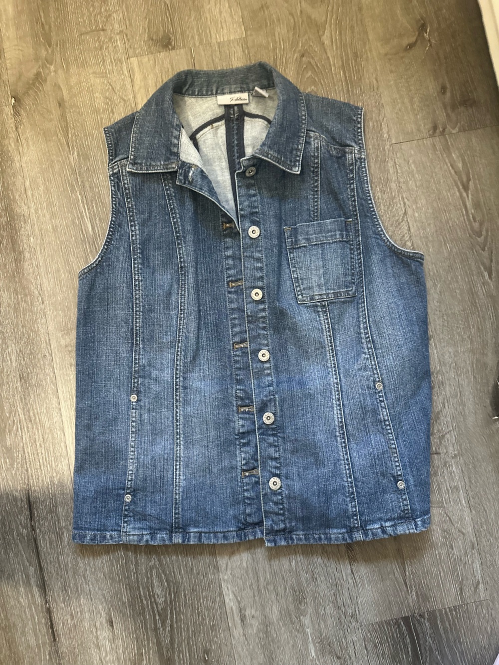Chico's Medium Blue Denim Sleeveless Button Vest - Picture 5 of 7